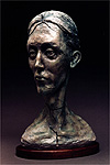 George's Head, a 2002 bronze sculpture by James Peniston. Artist's collection, Philadelphia, Pennsylvania.